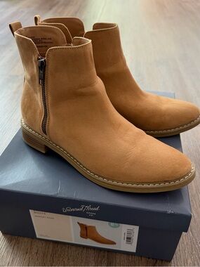 Universal Thread Camel Suede Side-Zip Ankle Booties